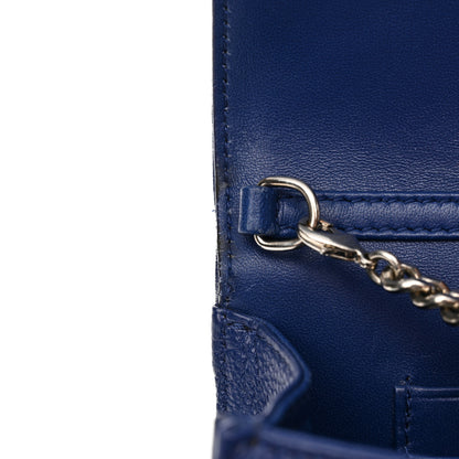 Christian Dior Grained Calfskin Diorama Wallet on Chain Pouch Blue 12 of 13