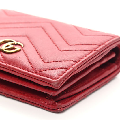 Gucci Calfskin Matelasse GG Marmont Card Case Wallet Hibiscus Red 16 of 16