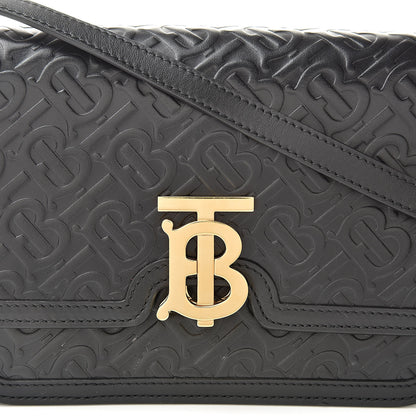 Burberry Calfskin Monogram Embossed Small TB Bag Black 8 of 10
