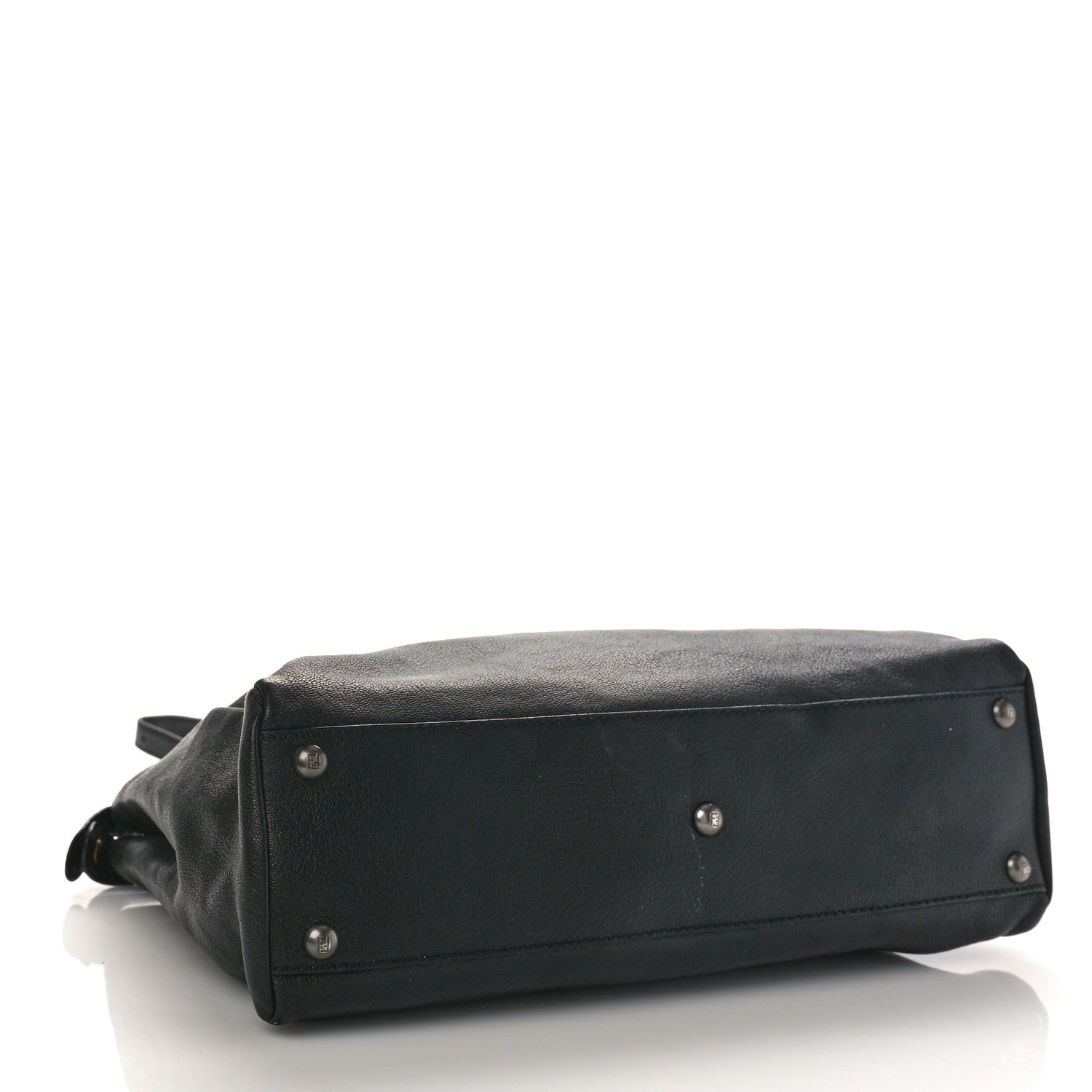 Fendi Goatskin Zucca Medium Peekaboo Iconic Satchel Black Tobacco 4 of 11