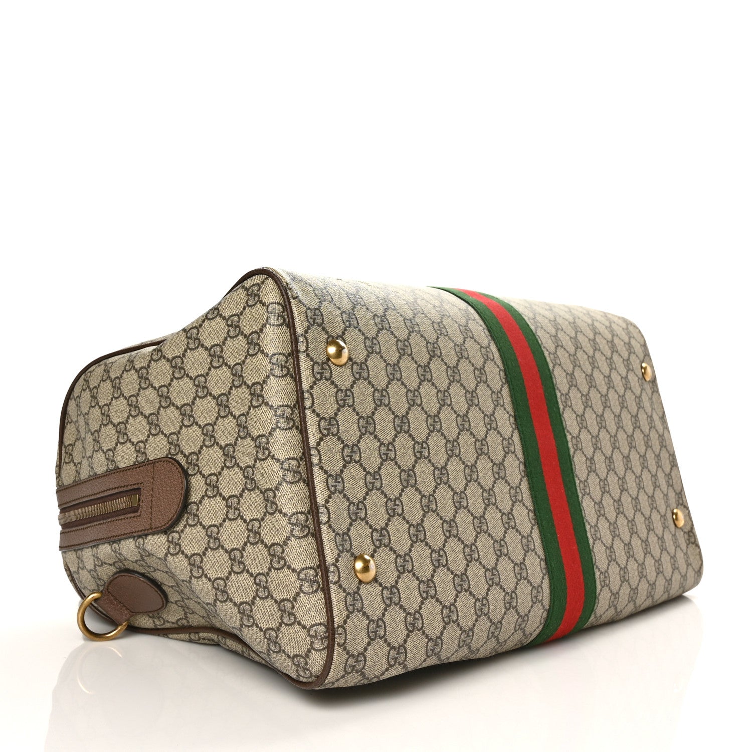 Gucci GG Supreme Monogram Textured Dollar Calfskin Web Medium Ophidia Carry-On Duffle Bag Beige Ebony New Acero 3 of 7