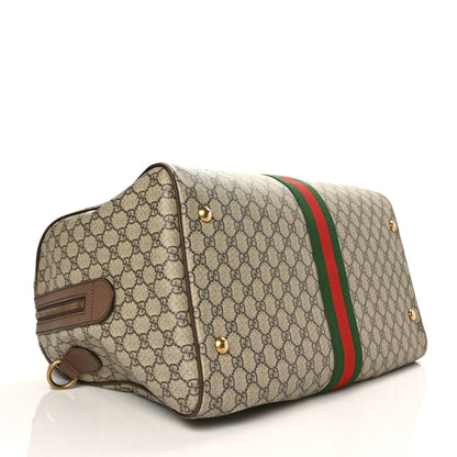 Gucci GG Supreme Monogram Textured Dollar Calfskin Web Medium Ophidia Carry-On Duffle Bag Beige Ebony New Acero 3 of 7