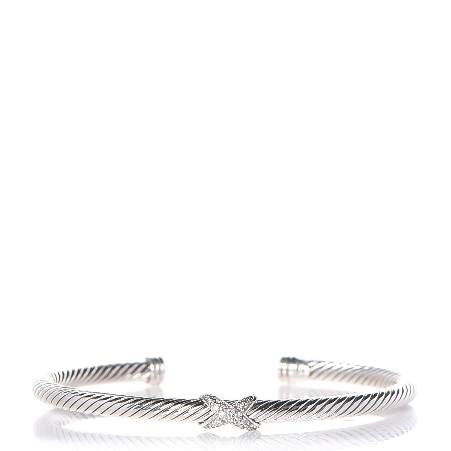 David Yurman Sterling Silver Diamond 4mm X Cable Bracelet 1 of 6