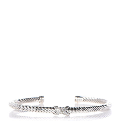David Yurman Sterling Silver Diamond 4mm X Cable Bracelet 1 of 6