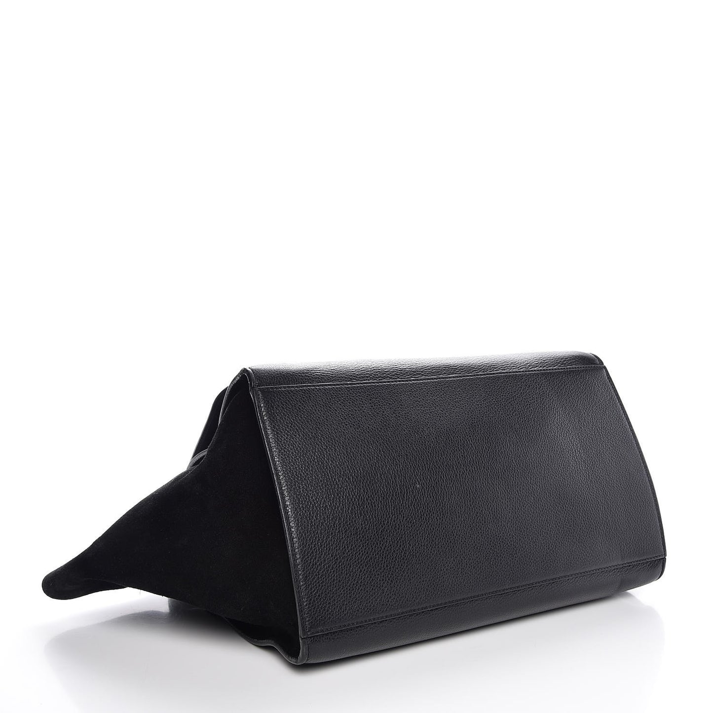 Drummed Calfskin Suede Large Trapeze Black