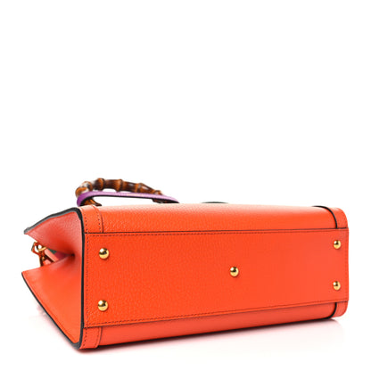 Gucci Textured Dollar Calfskin Web Small Diana Tote Bag Deep Orange Spicy Cyclamin 4 of 10