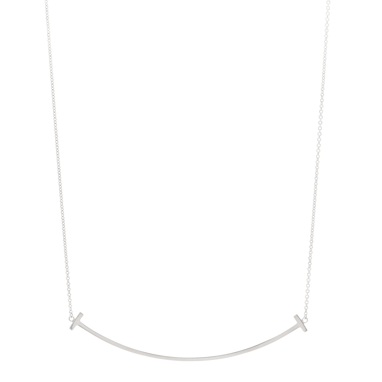 Sterling Silver Large T Smile Pendant Necklace