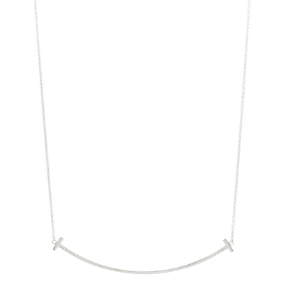 Tiffany Sterling Silver Large T Smile Pendant Necklace 1 of 4