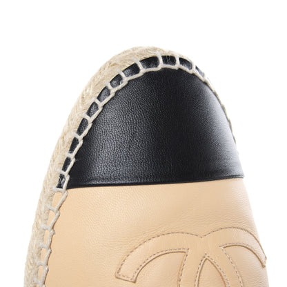 Chanel Lambskin CC Espadrilles 40 Beige Black 10 of 11