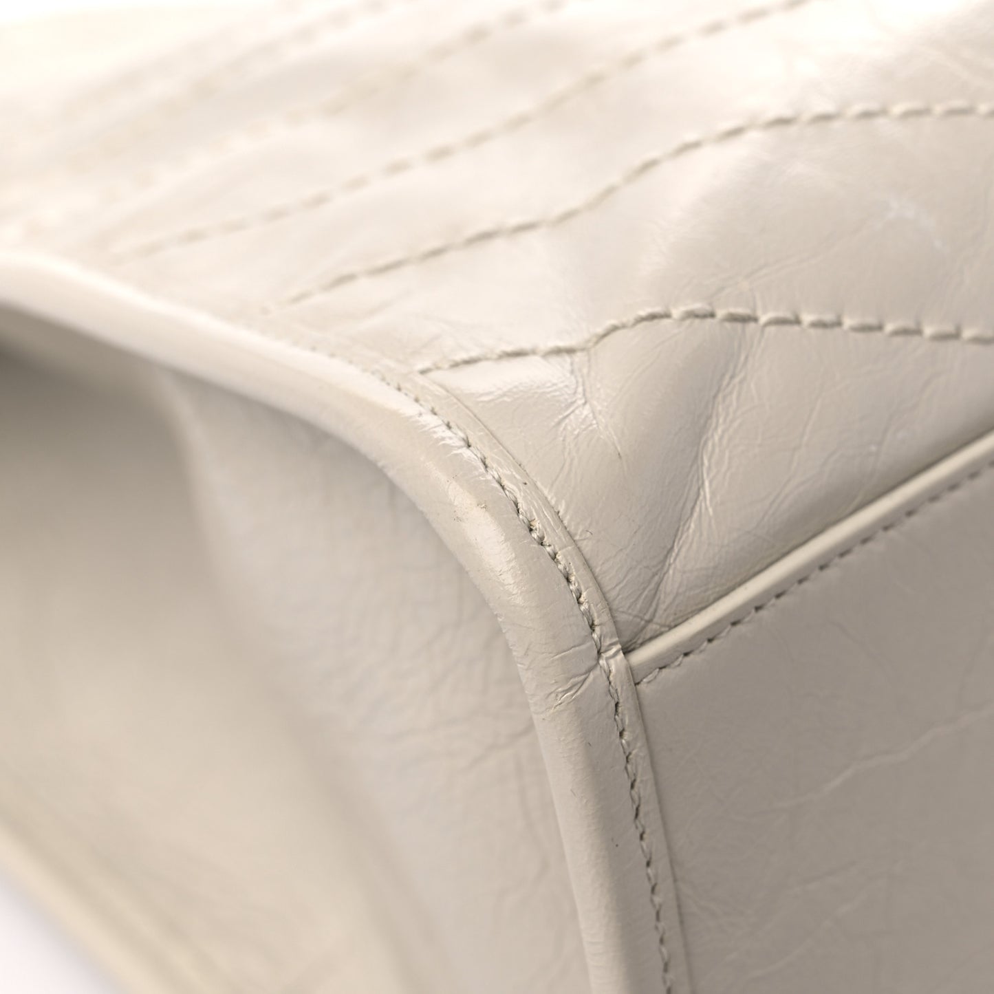 Crinkled Calfskin Matelasse Monogram Large Niki Shopper Tote Cream Soft