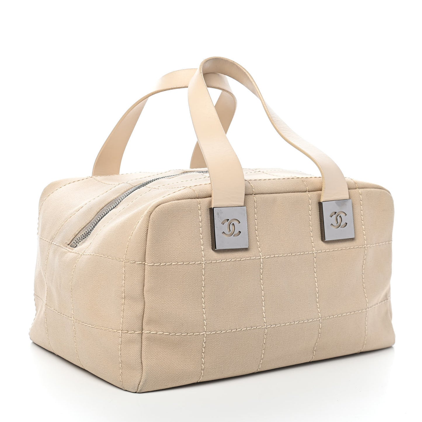 Canvas Square Stitched CC Tote Bag Beige
