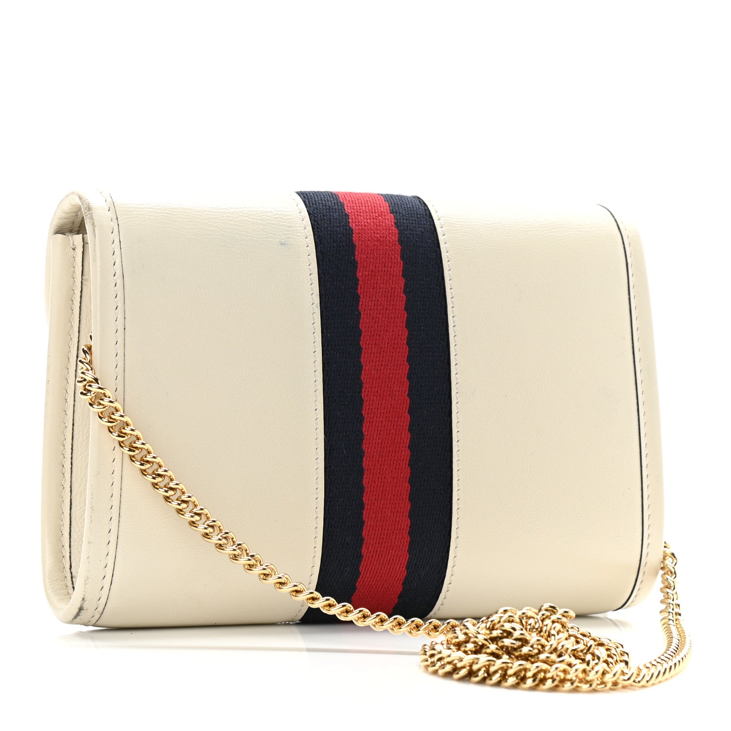 Gucci Textured Calfskin Web Mini Rajah Slim Flap Shoulder Bag Mystic White 3 of 11