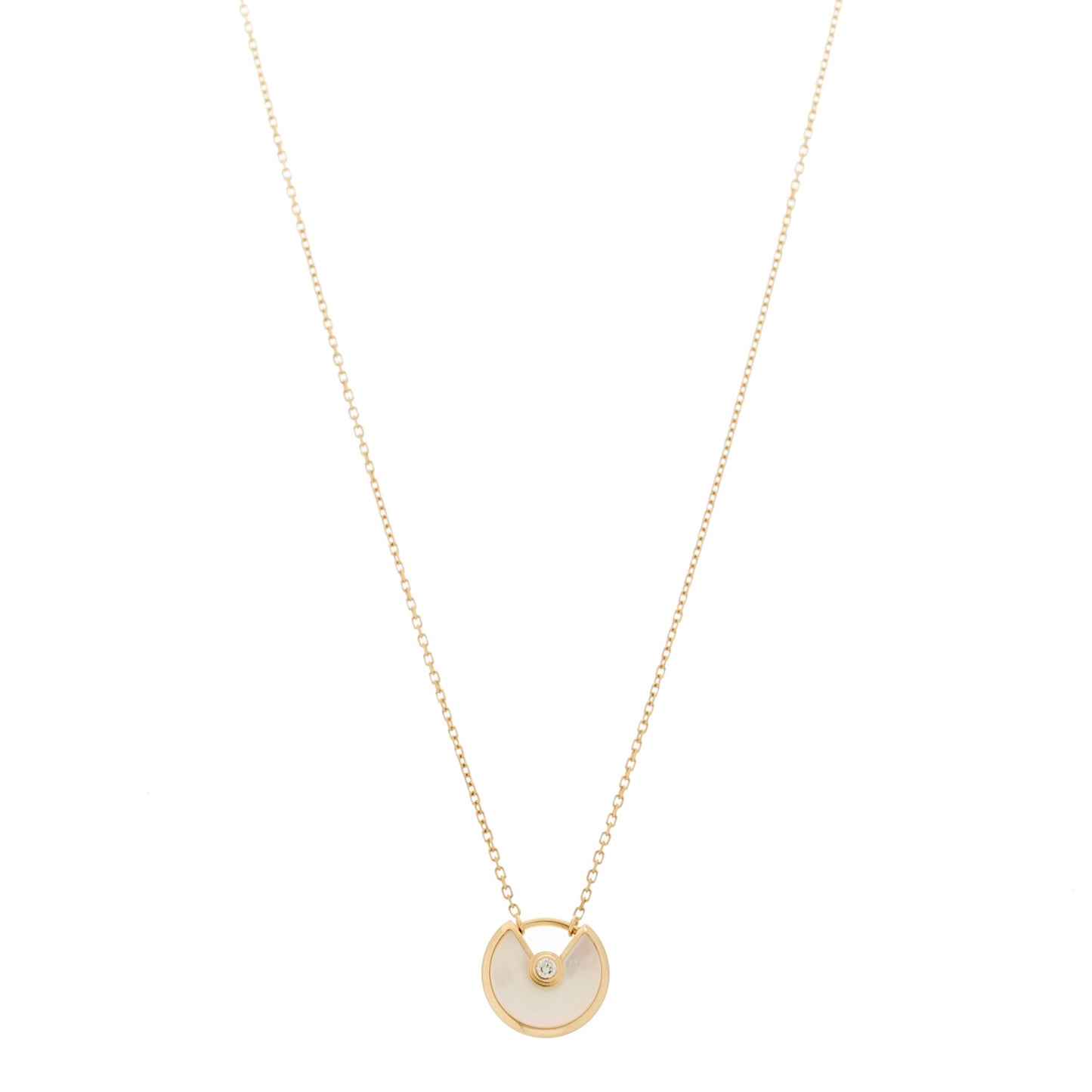 18K Yellow Gold Diamond Mother of Pearl XS Amulette de Cartier Pendant Necklace