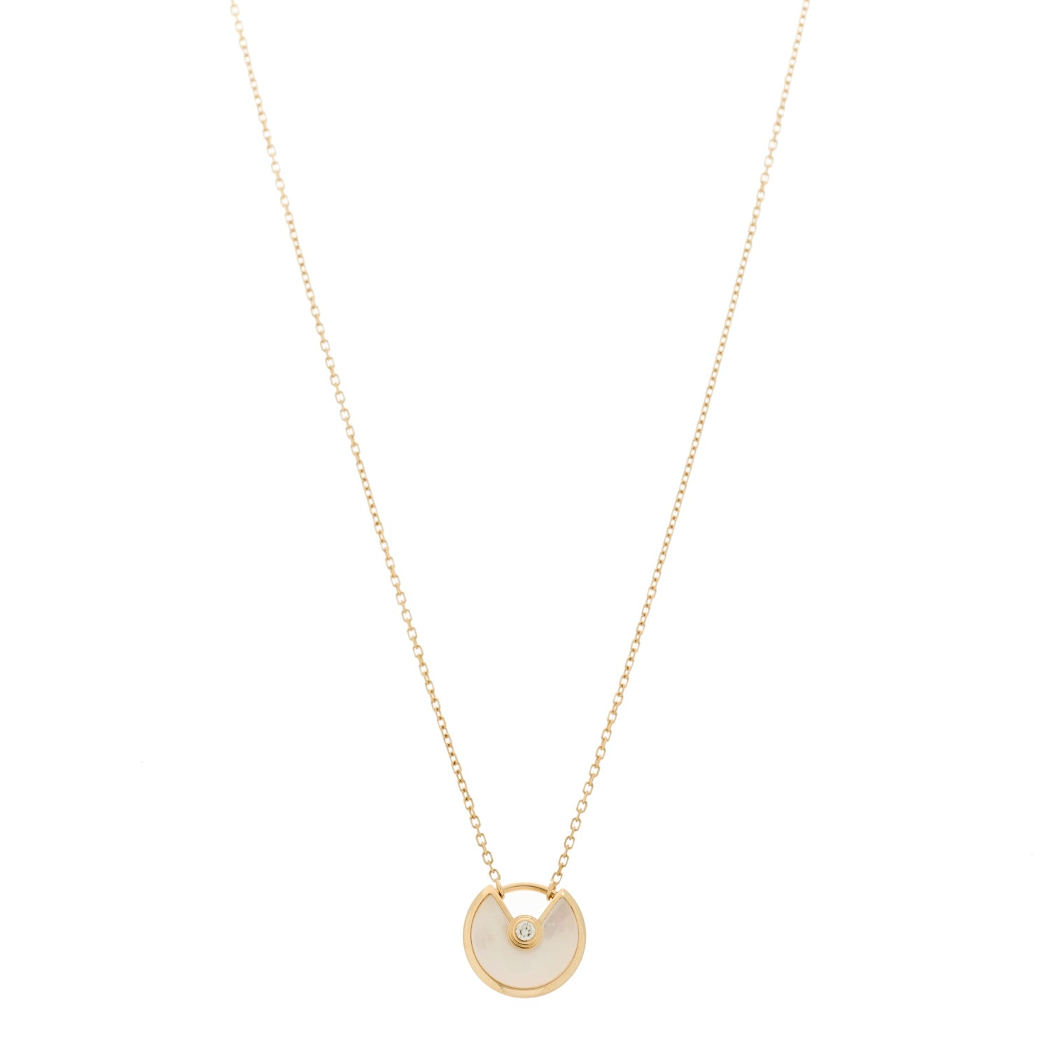 Cartier 18K Yellow Gold Diamond Mother of Pearl XS Amulette de Cartier Pendant Necklace 1 of 5