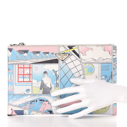 Prada X JAMES JEAN Vitello Comics Clutch Azzurro 2 of 7