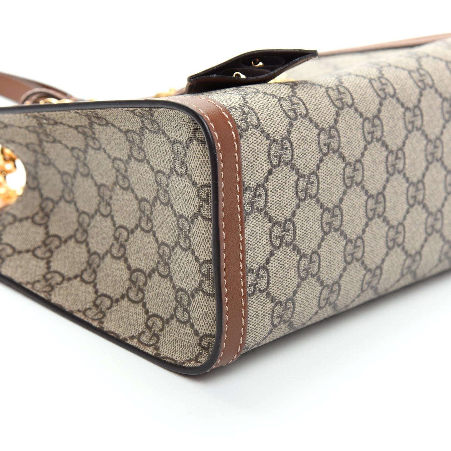 GG Supreme Monogram Calfskin Small Padlock Tote Beige Ebony Tuscany