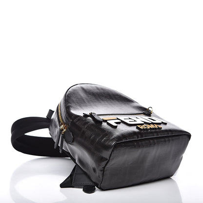 Fendi X FILA Glazed Fabric Vitello Century FF 1974 Mania Mini Backpack Black White 4 of 10