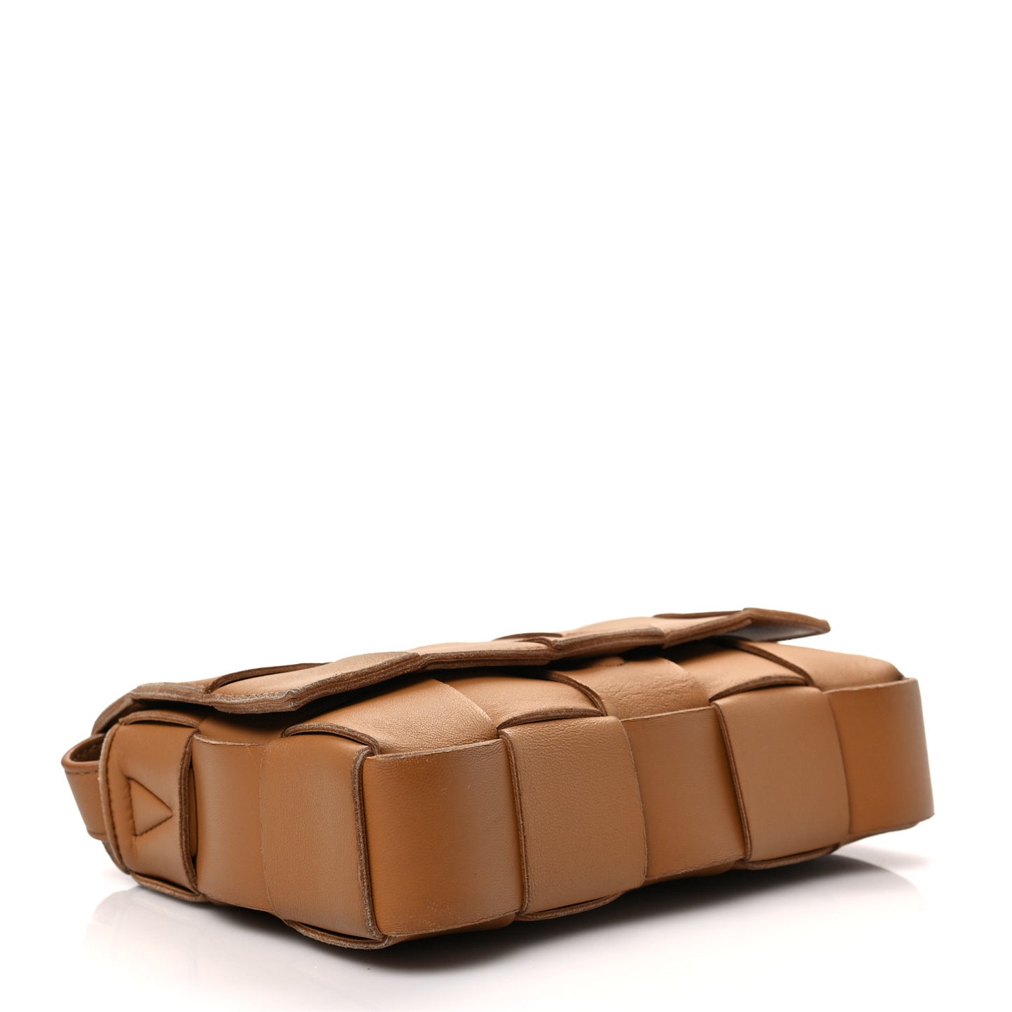 Lambskin Maxi Intrecciato Cassette Crossbody Bag Caramel