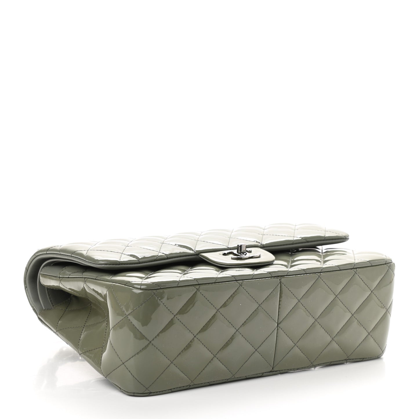 Patent Quilted Jumbo Double Flap Light Green