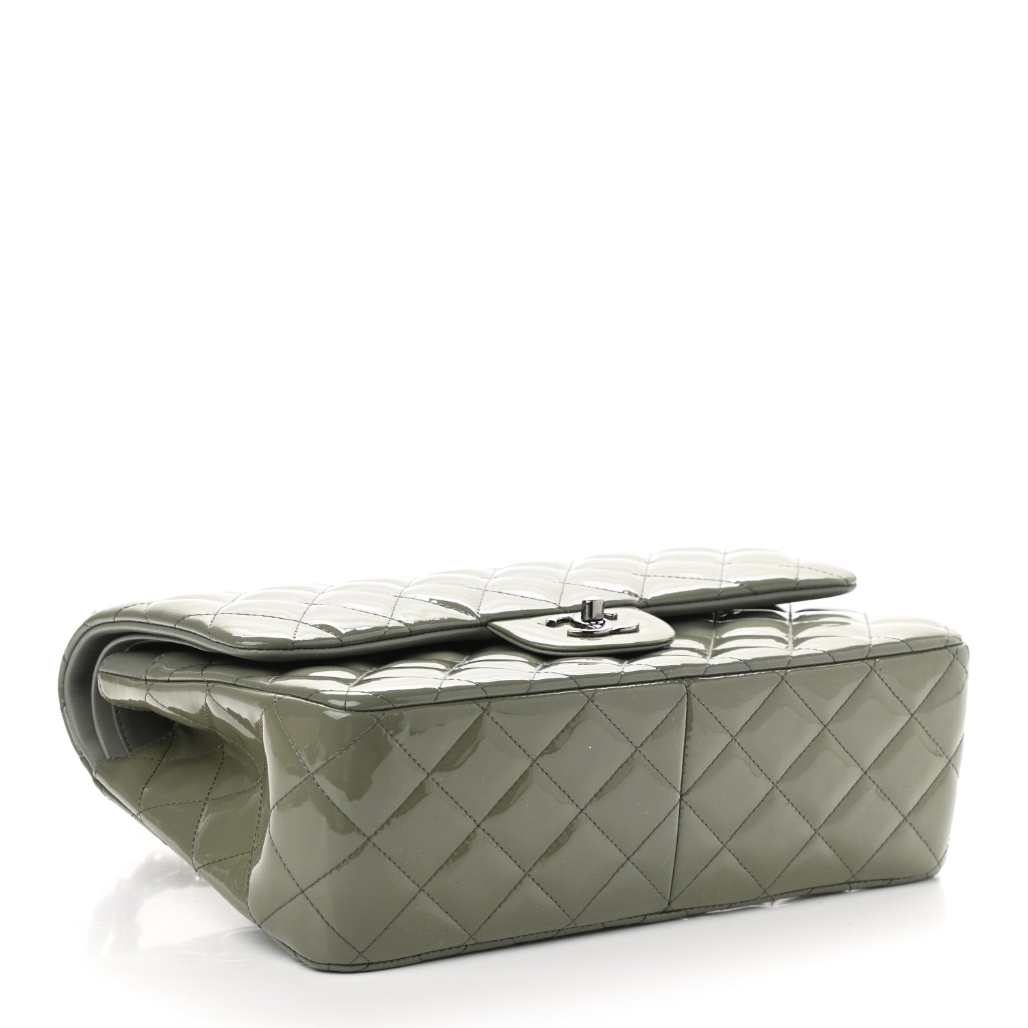 Chanel Patent Quilted Jumbo Double Flap Light Green 4 of 11