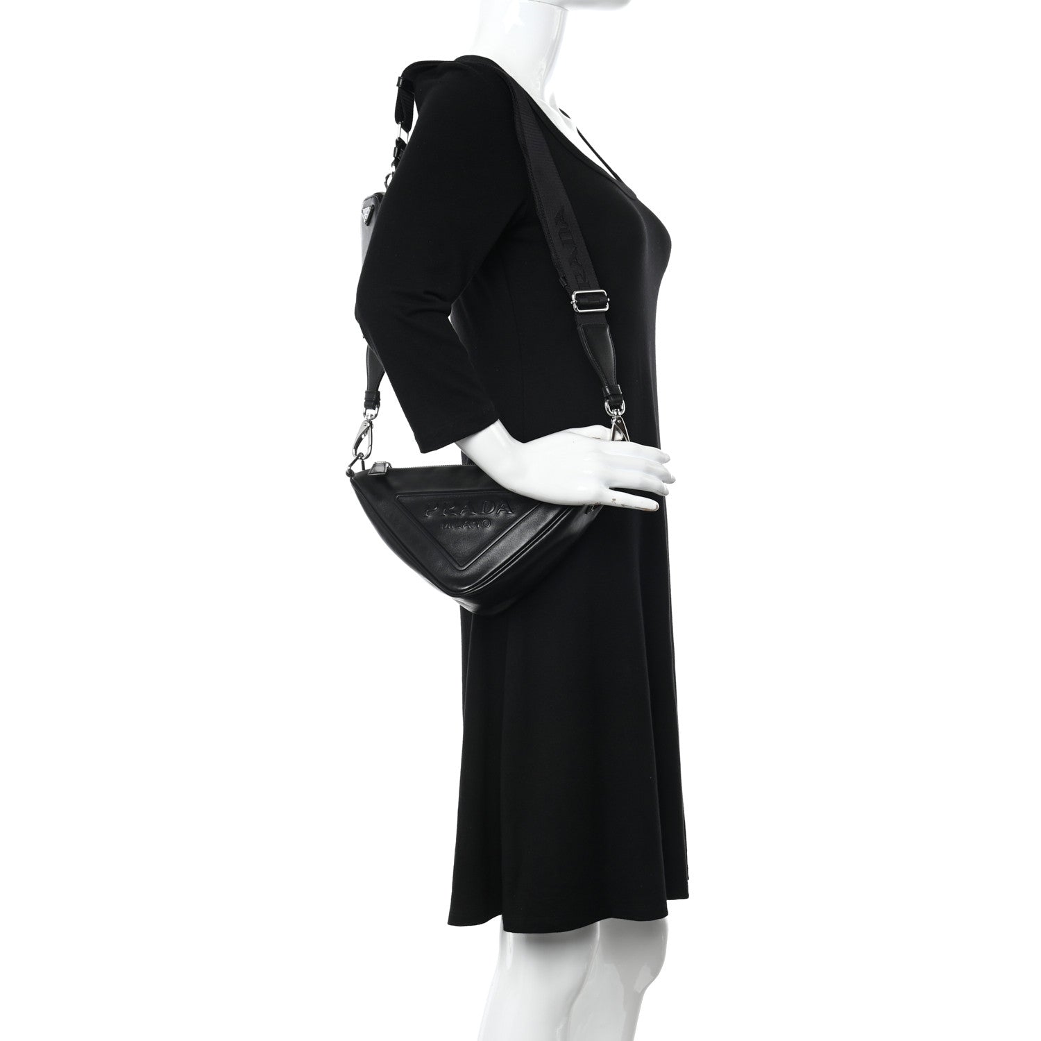 Prada Grace Lux Triangle Shoulder Bag Black 2 of 10