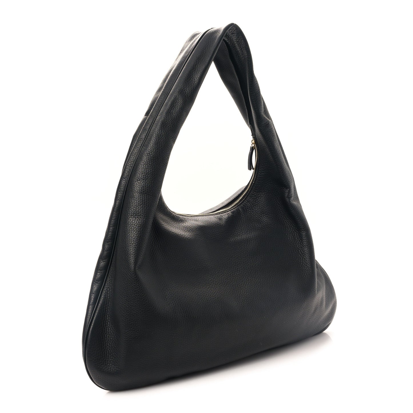 Grained Calfskin Medium Everyday Shoulder Bag Black