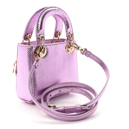 Christian Dior Metallic Karung Micro Lady Dior Light Purple 3 of 9