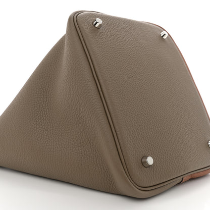 Hermes Taurillon Clemence Casaque Picotin Lock 22 Gold Etoupe Nata 9 of 12