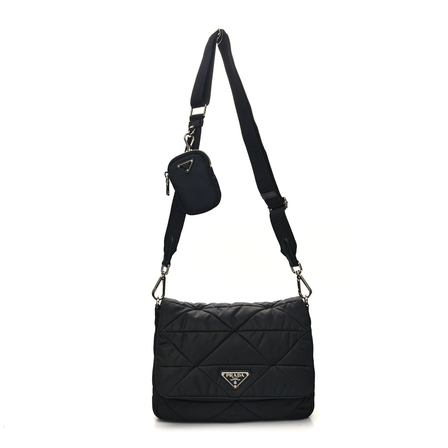 Prada Re-Nylon Quilted Padded Flap Shoulder Bag Black 1 of 12
