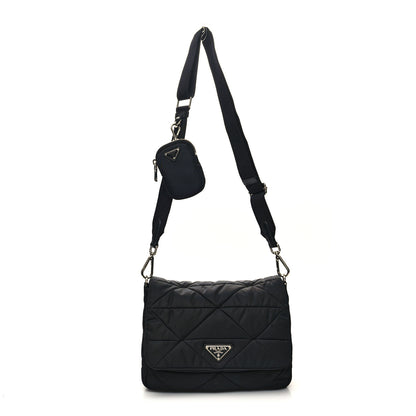 Prada Re-Nylon Quilted Padded Flap Shoulder Bag Black 1 of 12