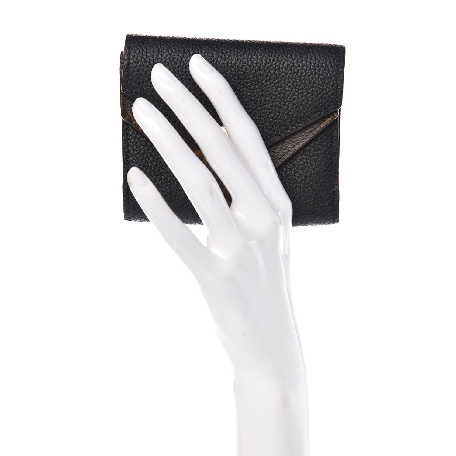 Louis Vuitton Grained Calfskin Monogram Double V Compact Wallet Black 2 of 10