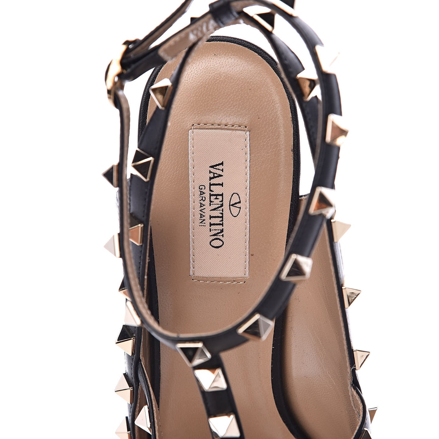 Pebbled Calfskin Rockstud Ankle Strap Open Toe 100mm Sandals 40 Black