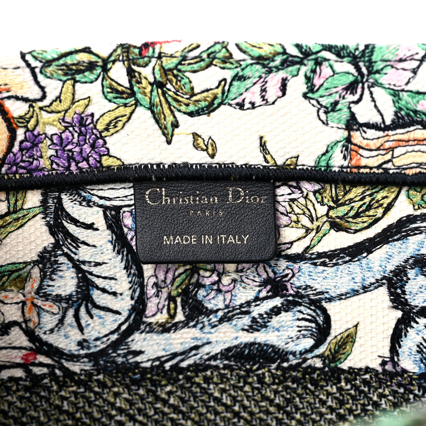 Canvas Embroidered Medium D-Constellation Book Tote Latte Multicolor