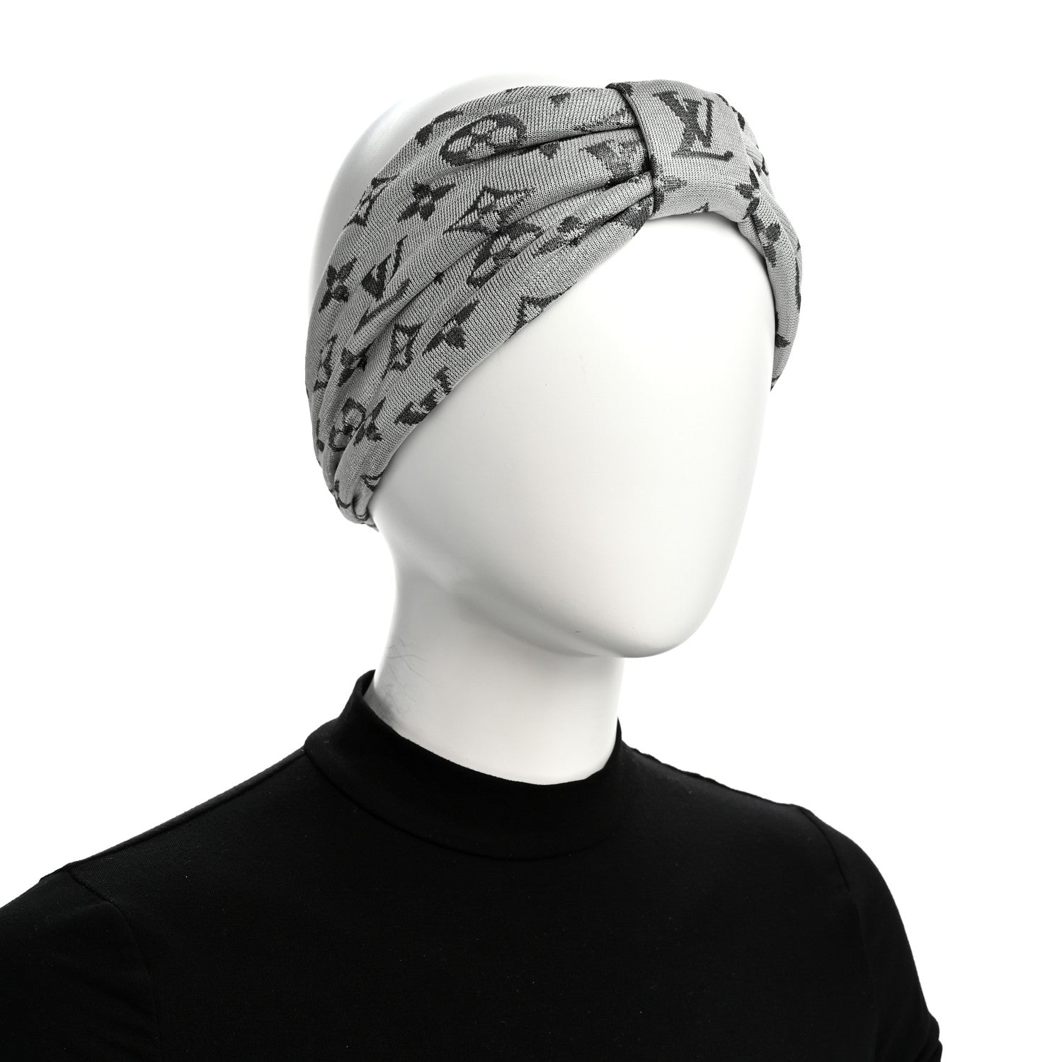Louis Vuitton Silk Monogram LV Pool Party Turban Headband Argent 2 of 5