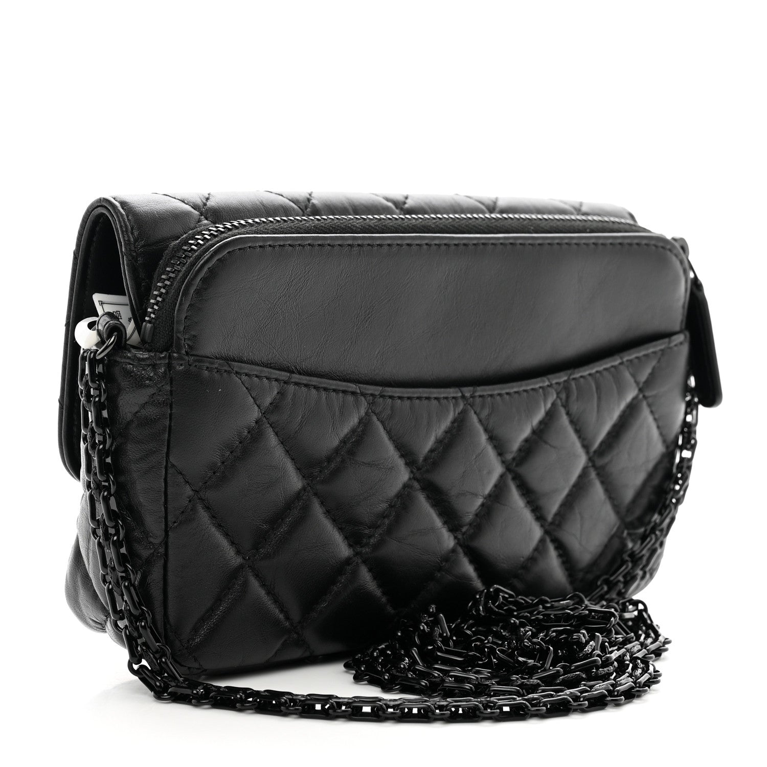 Chanel Aged Calfskin Quilted 2.55 Reissue Phone Holder With Chain So Black 3 of 12