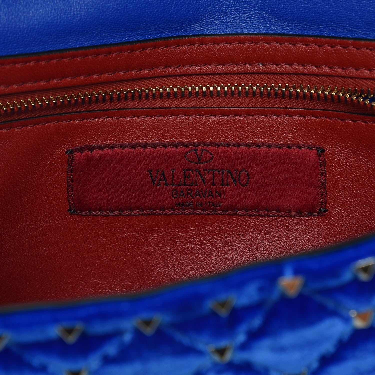 Valentino Garavani Velvet Rockstud Spike Wallet on Chain Acid Blue 6 of 14