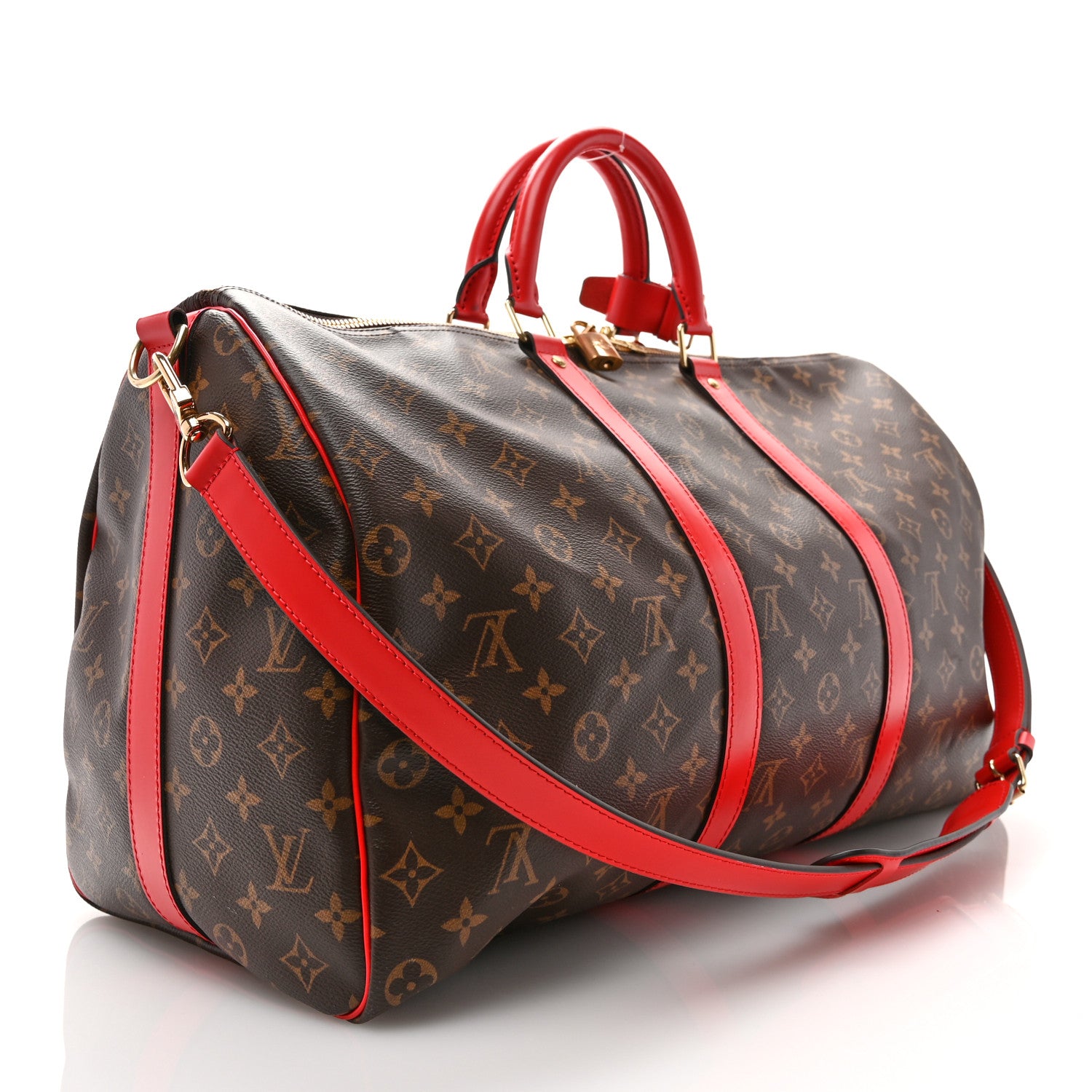 Louis Vuitton Calfskin Monogram Keepall Bandouliere 50 Coquelicot 2 of 10