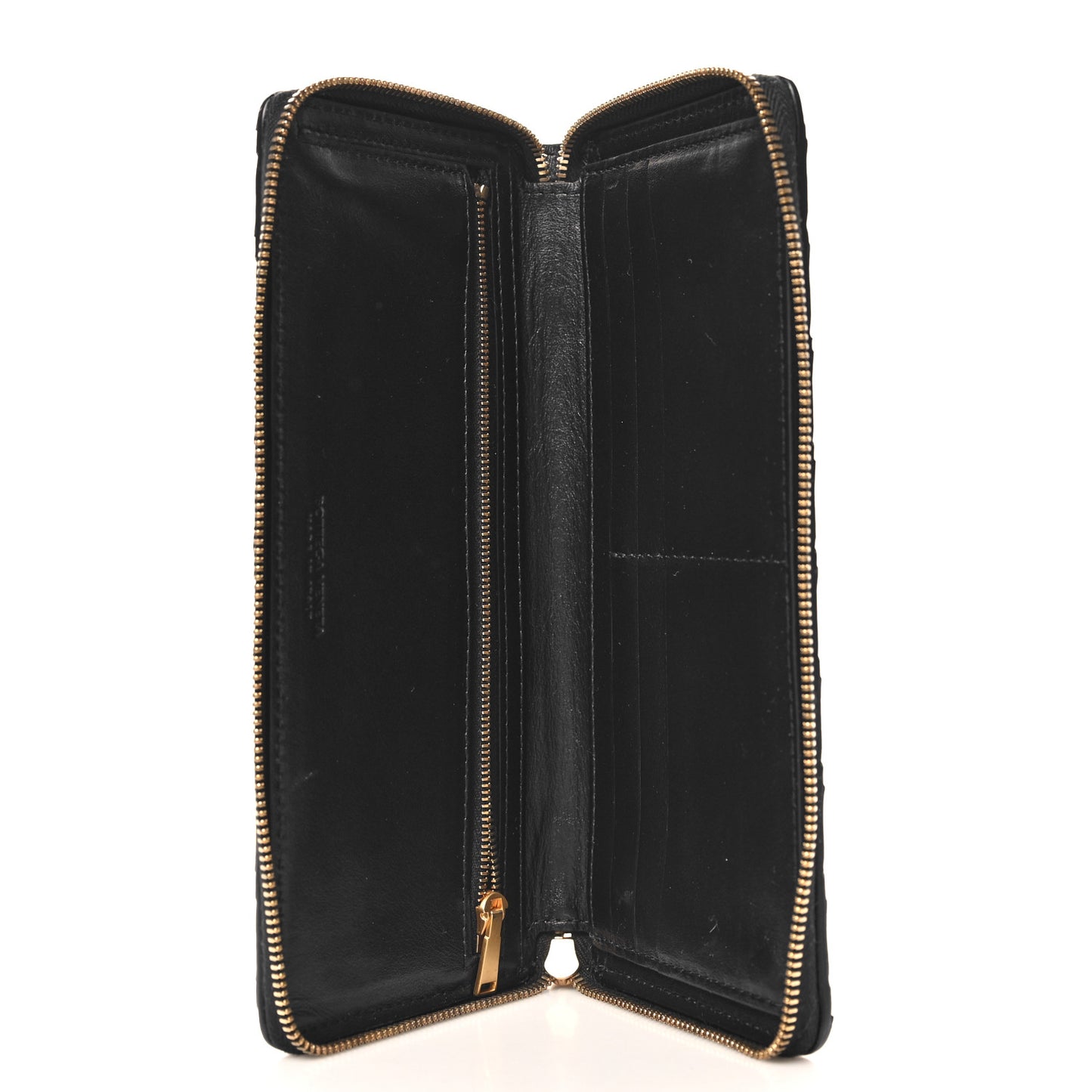 Nappa Intrecciato Zip Around Wallet Black