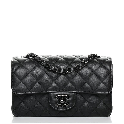 Chanel Crumpled Calfskin Quilted Mini Rectangular Flap So Black 1 of 7