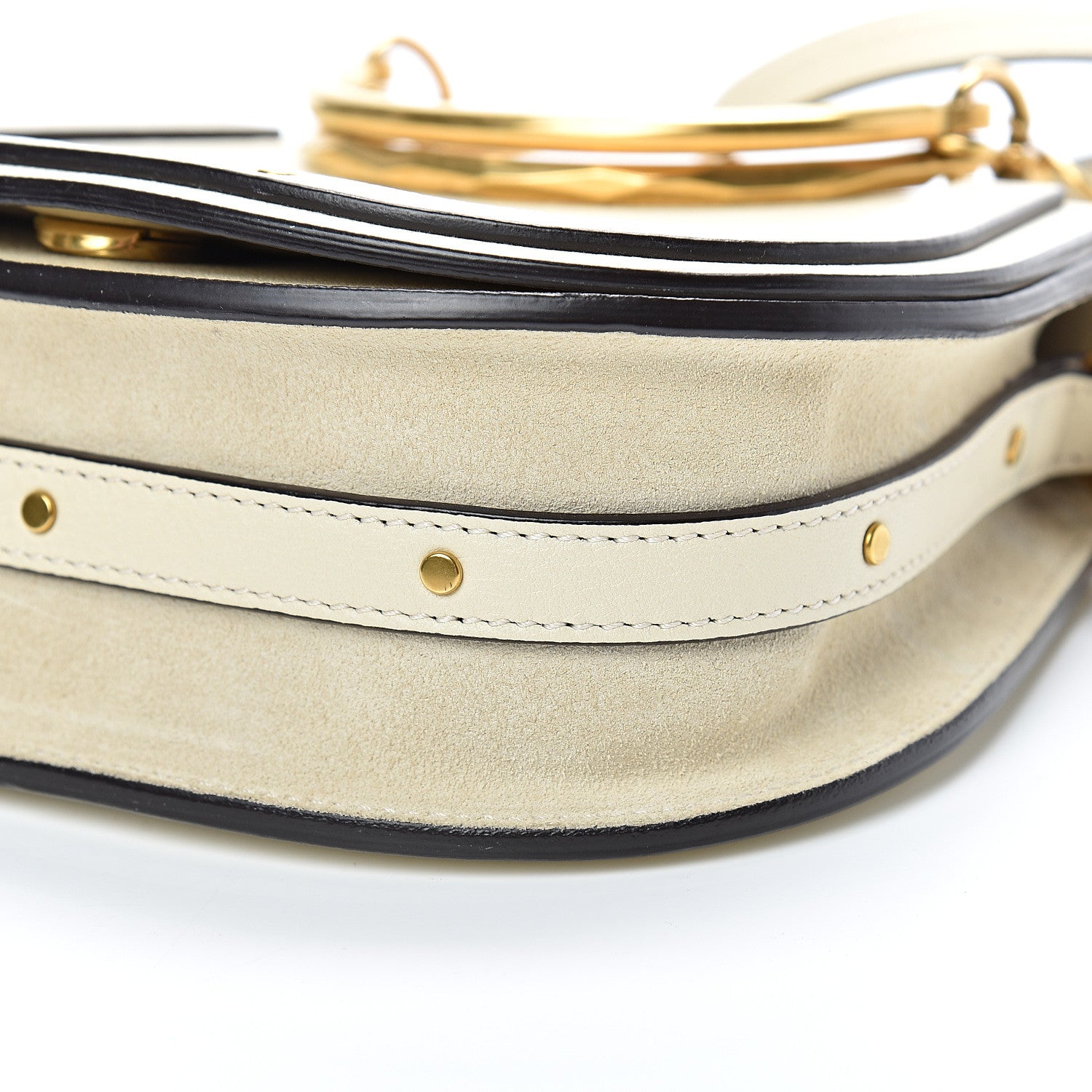 Chloe Calfskin Suede Small Nile Bracelet Bag Off White 9 of 9