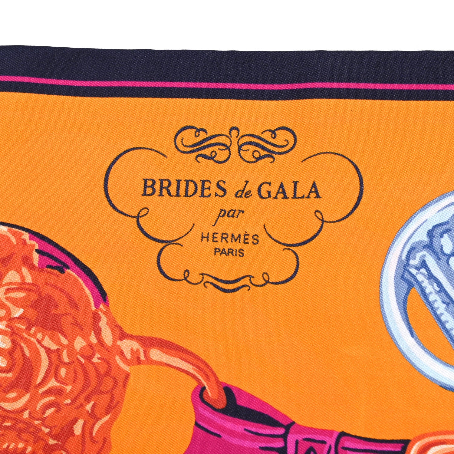 Hermes Silk Brides De Gala Maxi Twilly Orange Bleu Electrique Fuchsia 4 of 4