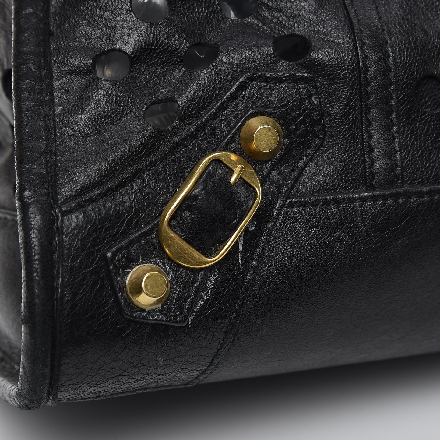 Agneau Classic Hardware Perforated Dot City Black