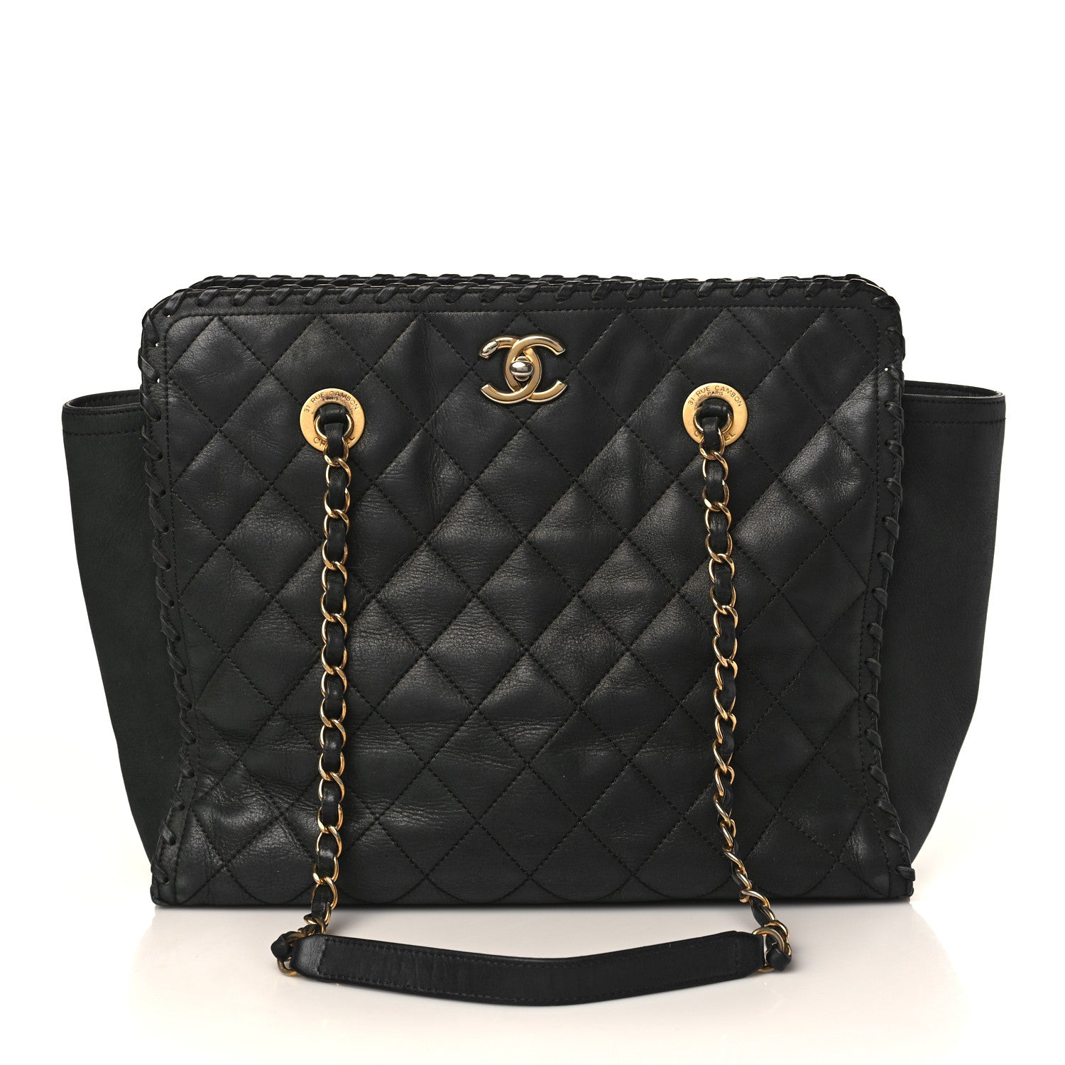 Chanel Iridescent Calfskin Quilted Happy Stitch Shopping Tote Black 1 of 11