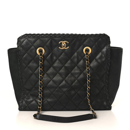 Chanel Iridescent Calfskin Quilted Happy Stitch Shopping Tote Black 1 of 11