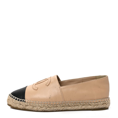 Chanel Lambskin CC Espadrilles 37 Beige Black 1 of 8
