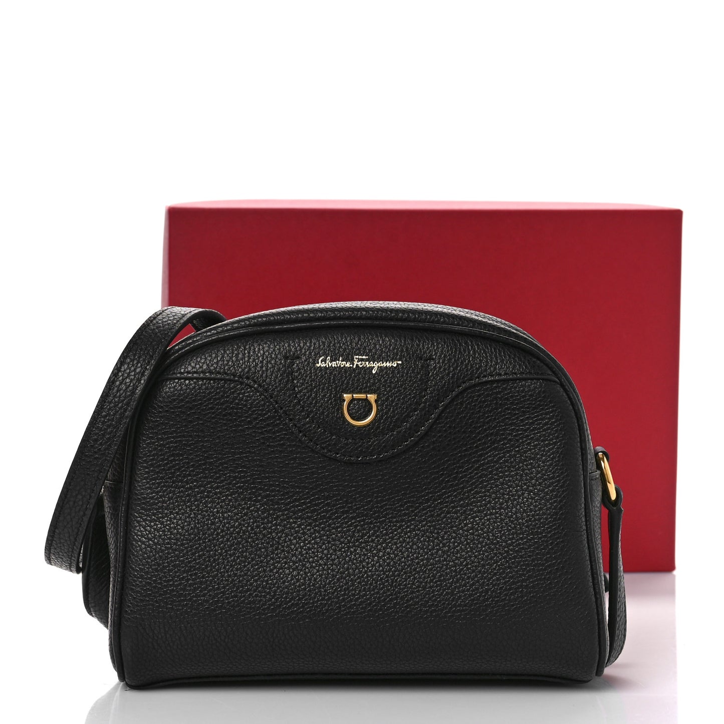 Calfskin Travel Camera Crossbody Bag Black