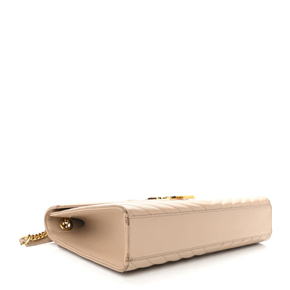 Saint Laurent Grain De Poudre Matelasse Chevron Large Monogram Satchel Dark Beige 4 of 17
