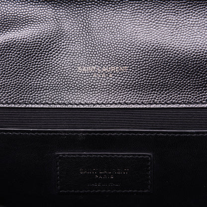 Saint Laurent Grain De Poudre Textured Mixed Matelasse Triquilt Medium Monogram Satchel Black 8 of 13