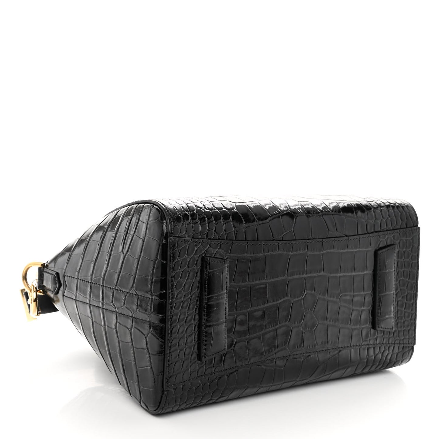 Calfskin Crocodile Embossed Small Antigona Black