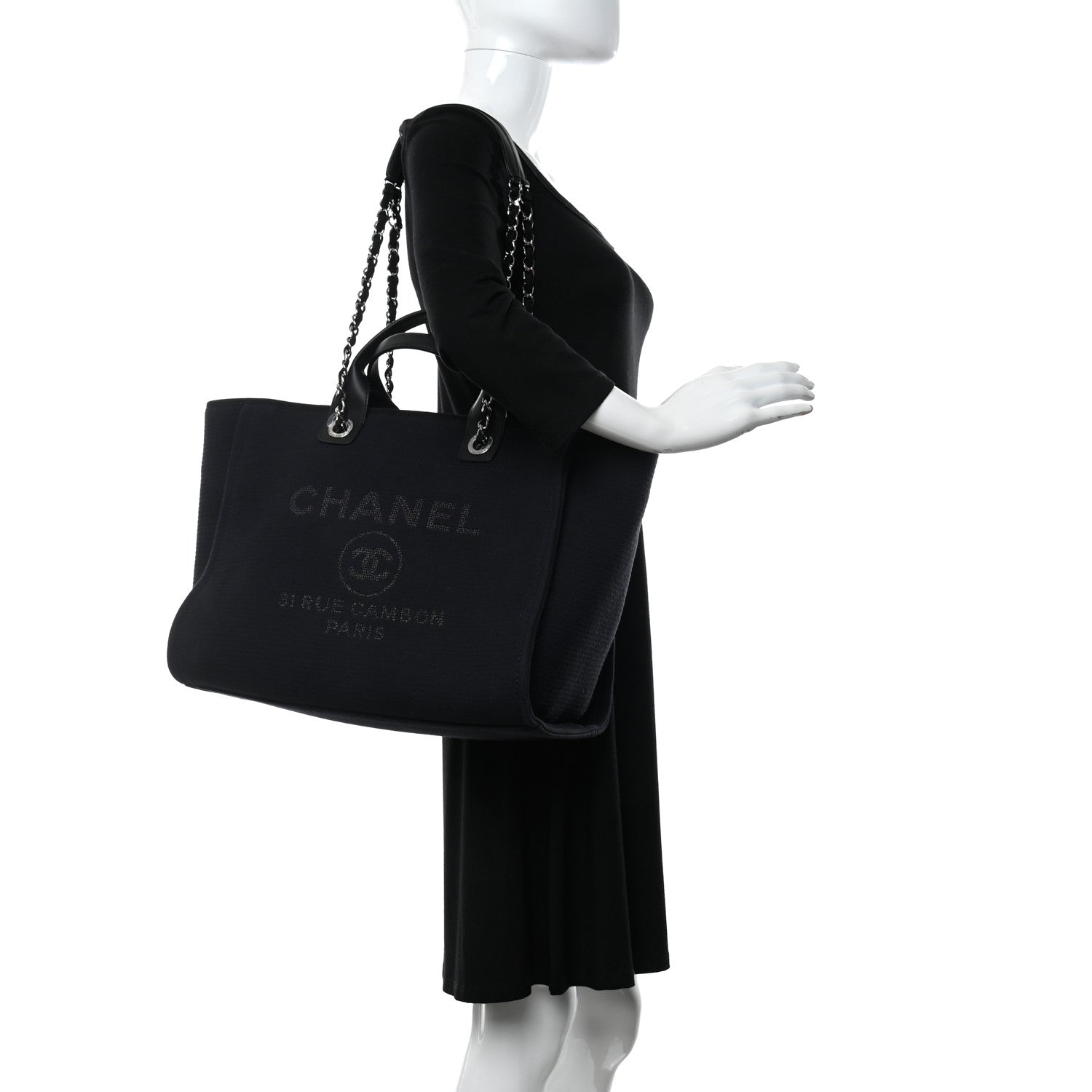 Chanel Mixed Fibers Medium Deauville Tote Black 2 of 12